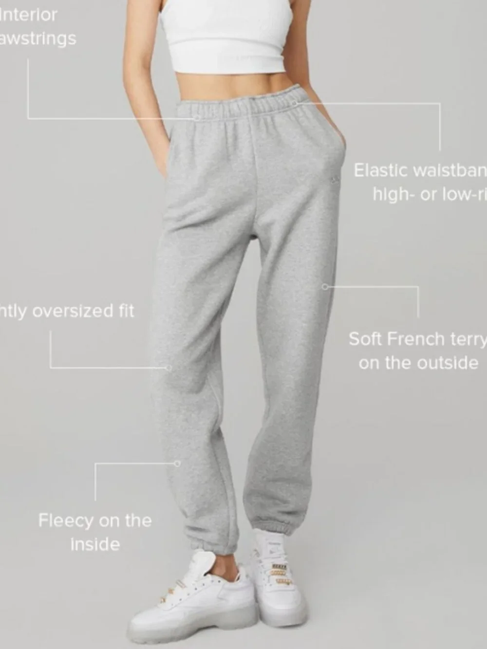 Alo Accolade Sweatpants Athletic Heathered Grey High-Rise Fleece Joggers Sweats